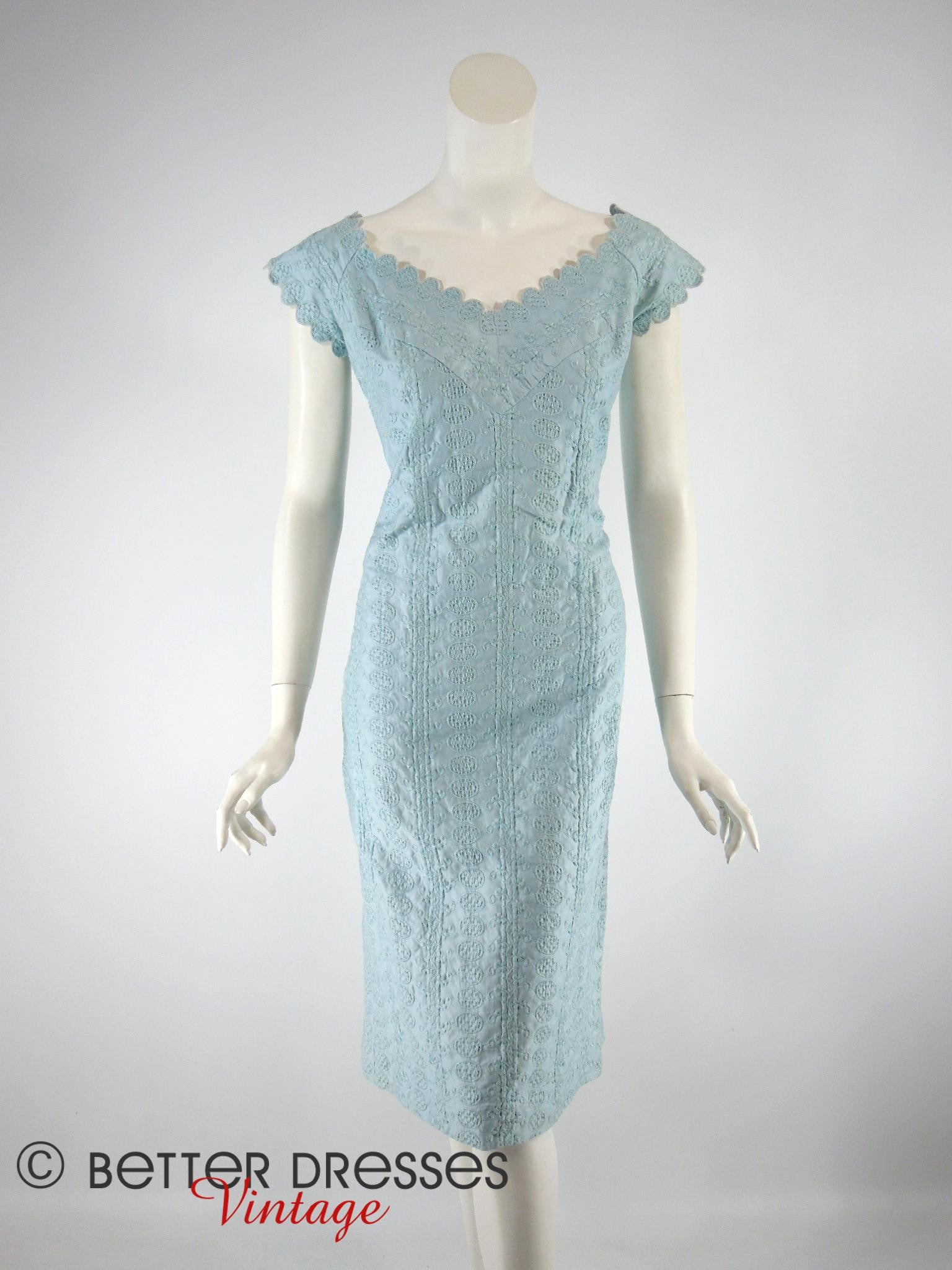 Vintage 1950s Dress Light Blue ...